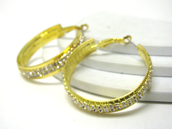 Double crystal stud hoop earrings - hoops