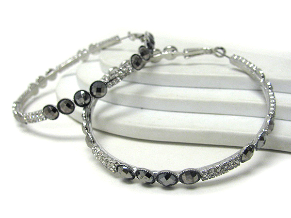 Crystal and glass mix large hoop earrings - hoops