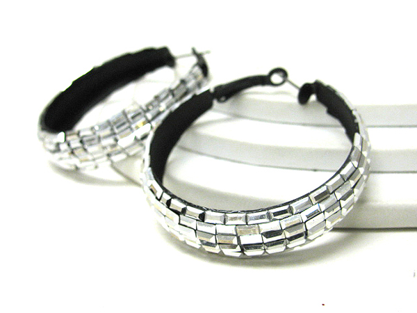 Baguette crystal stud hoop earrings - hoops