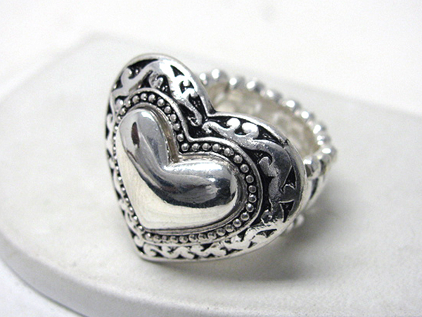 Puff heart and metal casting stretch ring