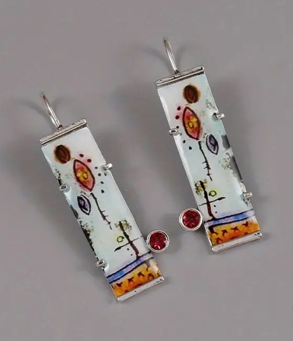 Vintage hand paint bar earring