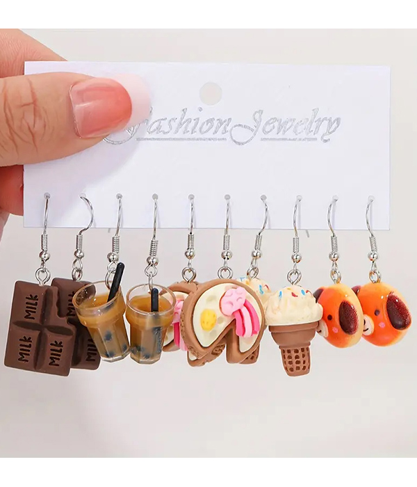 5 pair chocolate cake earring set