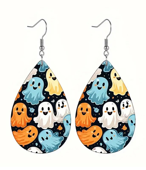 Halloween theme ghost acrylic teardrop earring