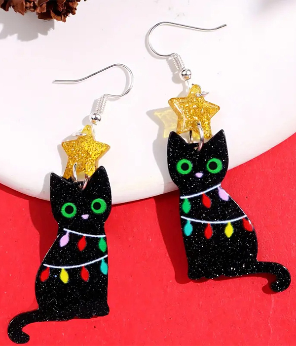 Christmas theme cat earring