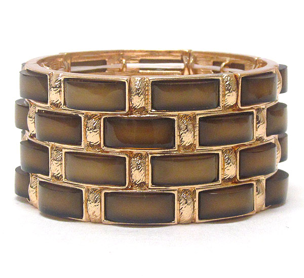 Epoxy deco multi metal block stretch bracelet