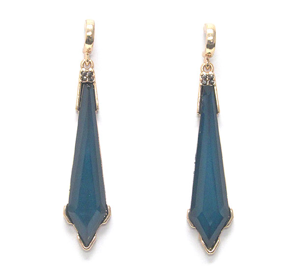 Crystal top and facet glass arrow head drop earring