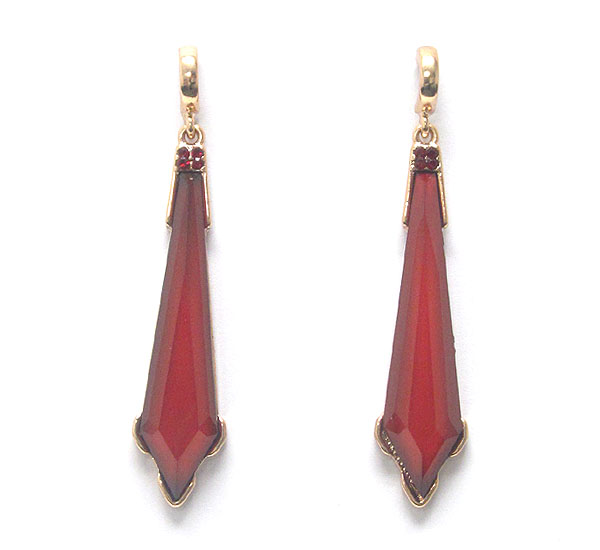 Crystal top and facet glass arrow head drop earring