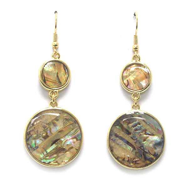 Abalone finish disk drop earring