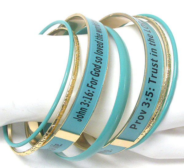 Religious theme stackable message bracelet set of 7