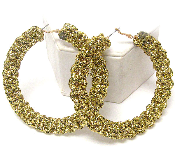 Large woven hoop earring - hoops