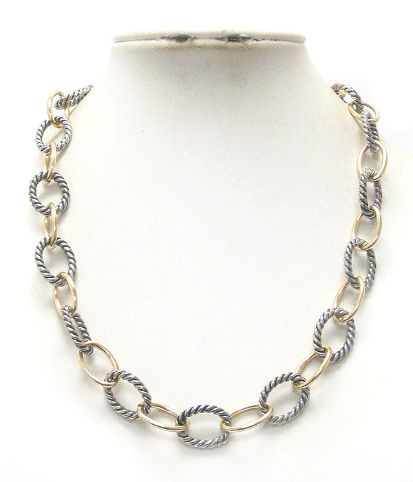 Designer style metal rope link necklace