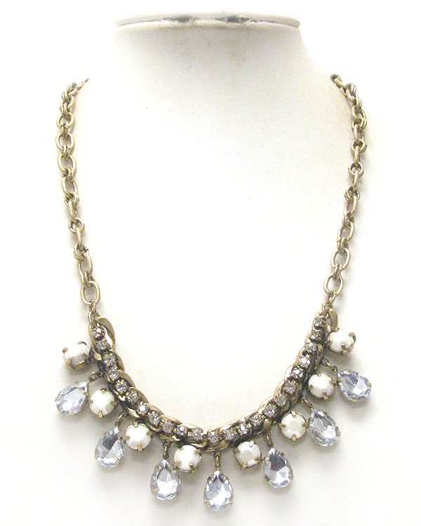 Multi crystal drop and chain necklace