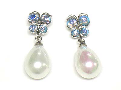 Crysatl butterfly and pearl drop earring