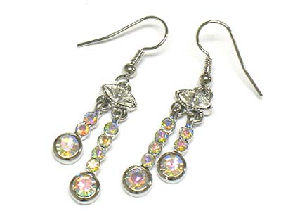 Double crystal ball line drop earring