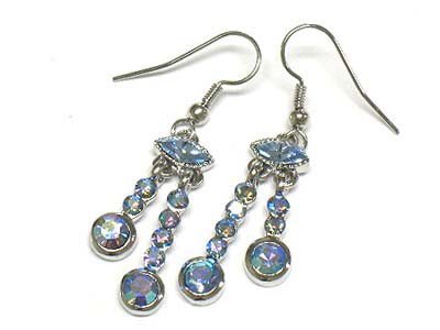 Double crystal ball line drop earring