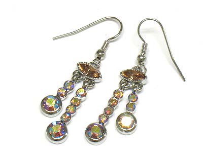 Double crystal ball line drop earring