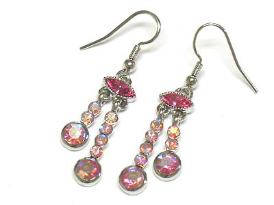 Double crystal ball line drop earring