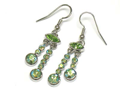 Double crystal ball line drop earring