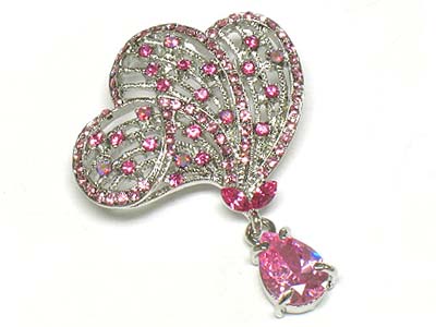 Crystal butterfly wing brooch