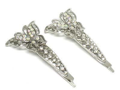 Crystal butterfly hair pin 2 pc set