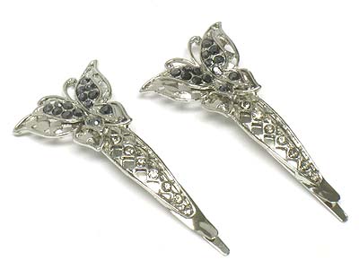 Crystal butterfly hair pin 2 pc set