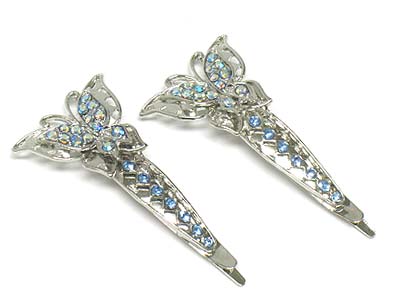 Crystal butterfly hair pin 2 pc set