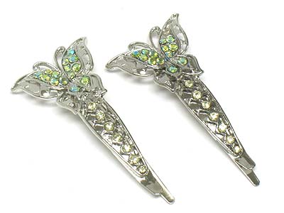 Crystal butterfly hair pin 2 pc set