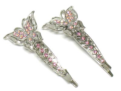 Crystal butterfly hair pin 2 pc set