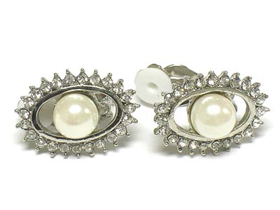 Pearl and crystal clip on earring