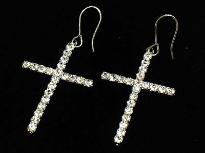 Rhine stone cross earring