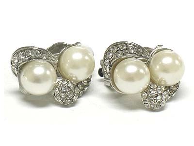 Pearl and crystal deco clip on earring