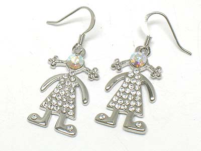 Crystal boy and girl unbalance earring