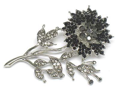 Crystal flower brooch