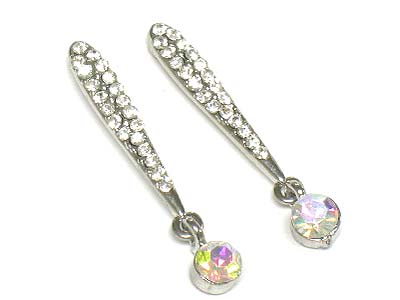 Cubicball and crystal drop earring