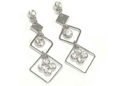 Crystal and metal triple level earring