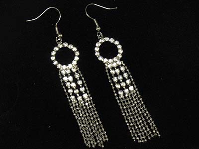 Rhinestone and tassel drop earring