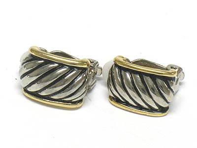 Two tone metal clip on earring