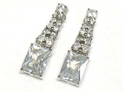 Boutique style barguette cubic and crystal deco earring