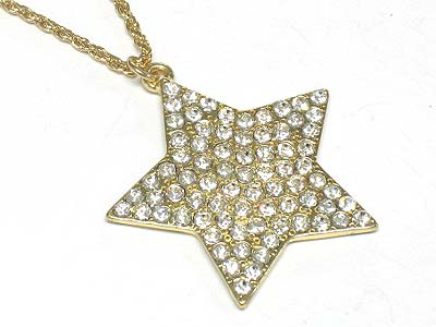 Crystal dense paved star pendant necklace 