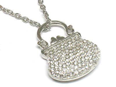 Crystal deco handbag pendant necklace