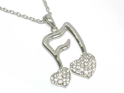 Crystal deco music note pendant necklace