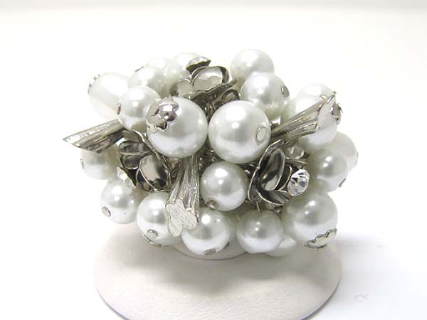 Mixed pearl beads chunky cluster stretch ring