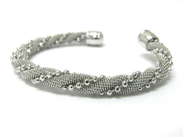 Braided metal cuff bangle 