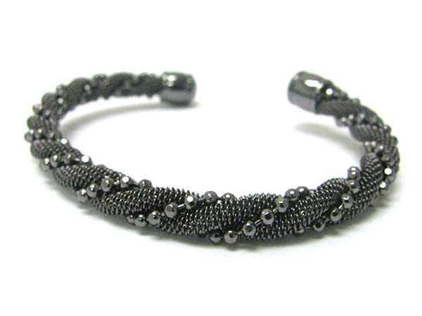 Braided metal cuff bangle