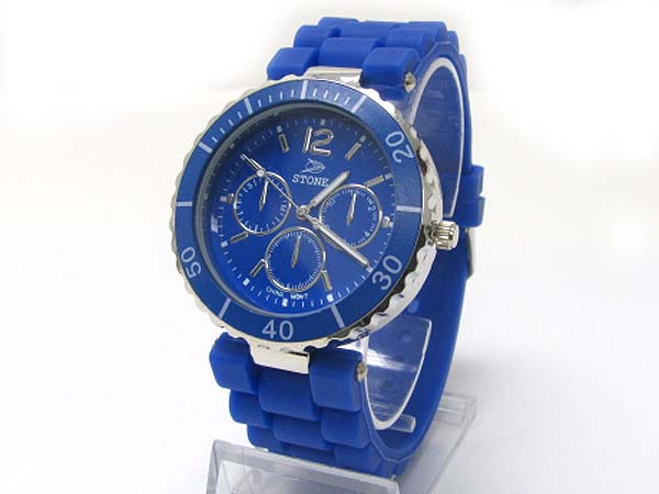 Round face fashion rubber band watch