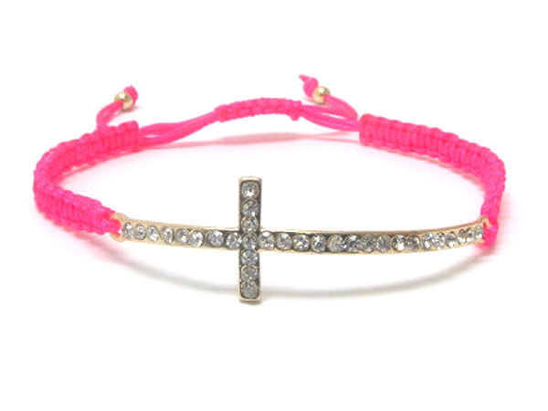 Crystal cross colorful braided yarn friendship bracelet