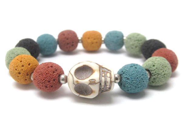 Sponged acrly color and skull stretch bracelet