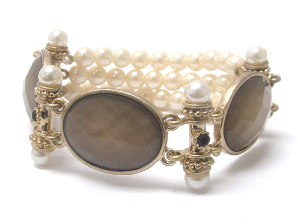 Crystal and sim pearl stretch bracelet