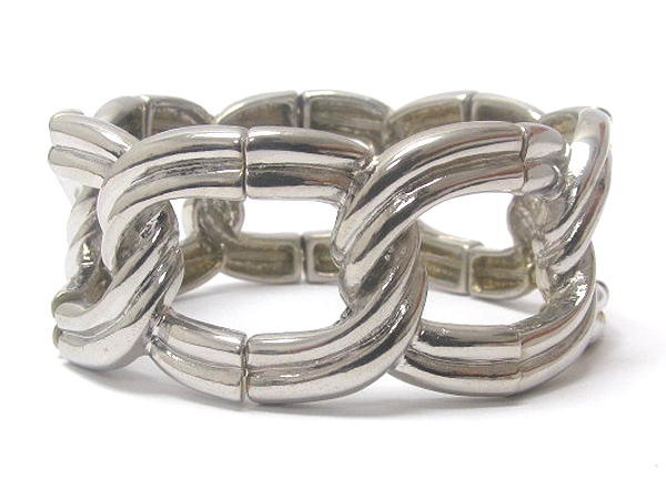 Fashion two casting link thick chain stretch bracelet