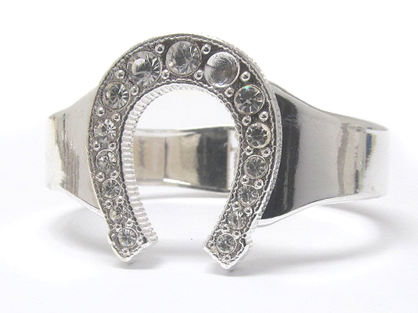 Crystal deco horse shoe metal bracelet